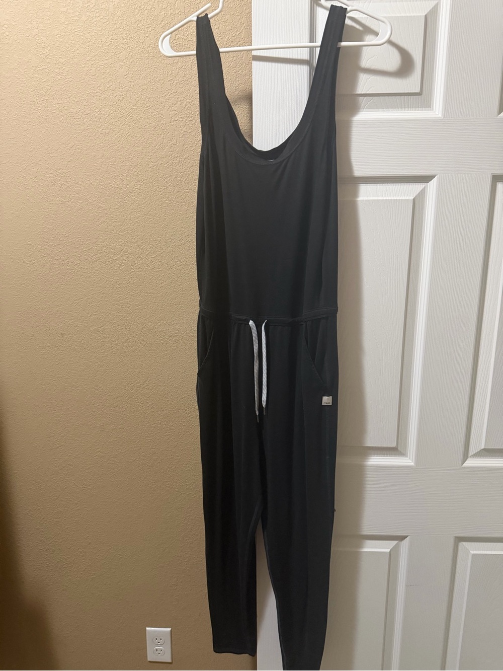 Vuori Black Sleeveless Drawstring Jumpsuit